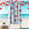 Red Lips and XOXO Blue Towel Beach Towel Quick-drying for Travel Outdoor Sports Jogging Beach and Swimming