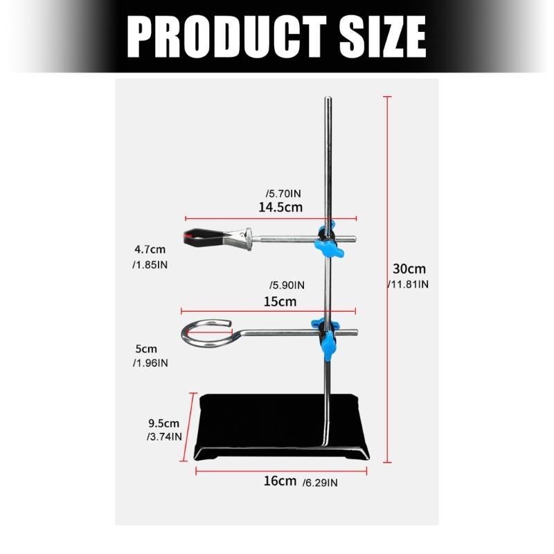 Multipurpose Laboratory Iron Stand 30cm Adjustable Height Easy To Assemble For Holding Various Research Instruments