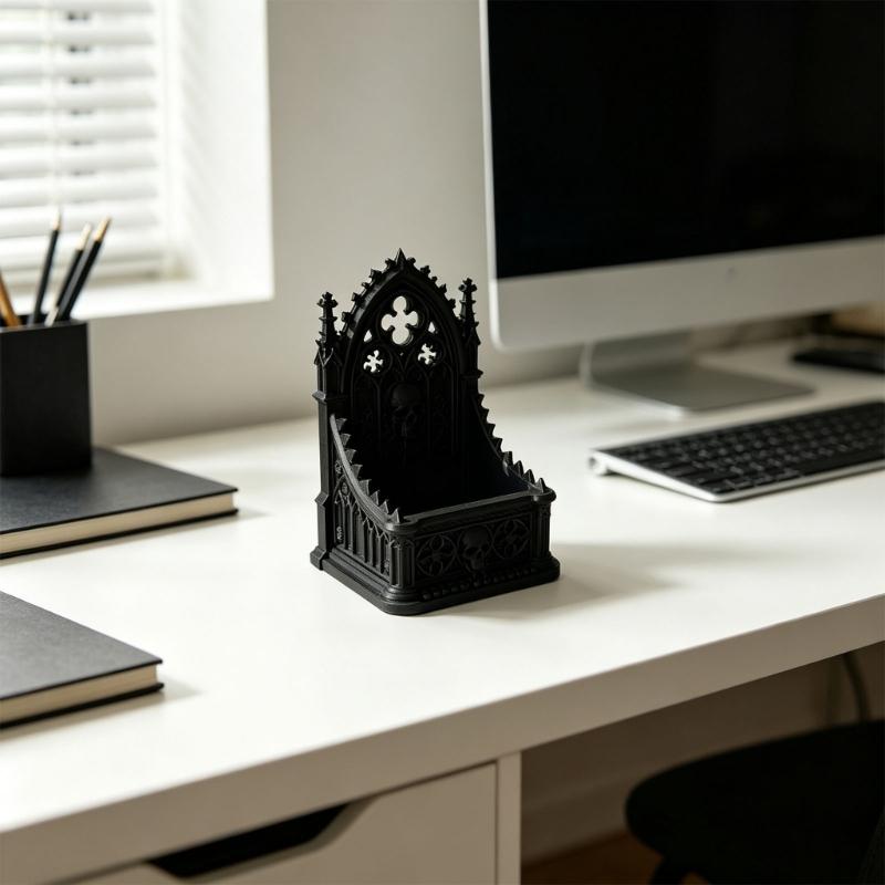Elegant Dark Aesthetic Organiser Box With Detailed Skeleton Relief For Collectibles Display Storage Container
