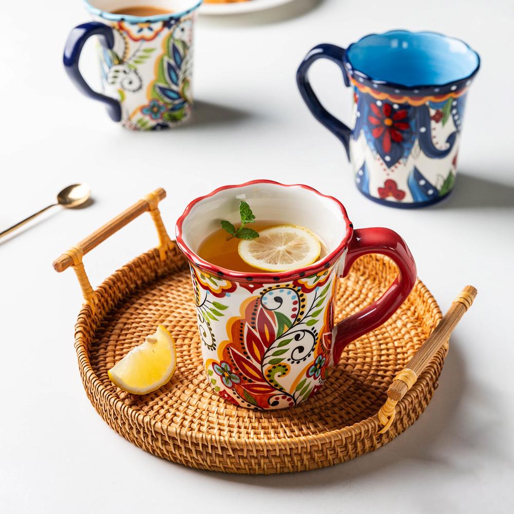 DUSVALLY Tazza Grande In Ceramica Con Coperchio - 500 Ml - Design Cactus - Adatta A Microonde E Lavastoviglie