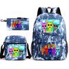 3 Piece School Backpack Set for Students Large Capacity Oxford Cloth Schoolbag with Shoulder Strap and Pencil Case