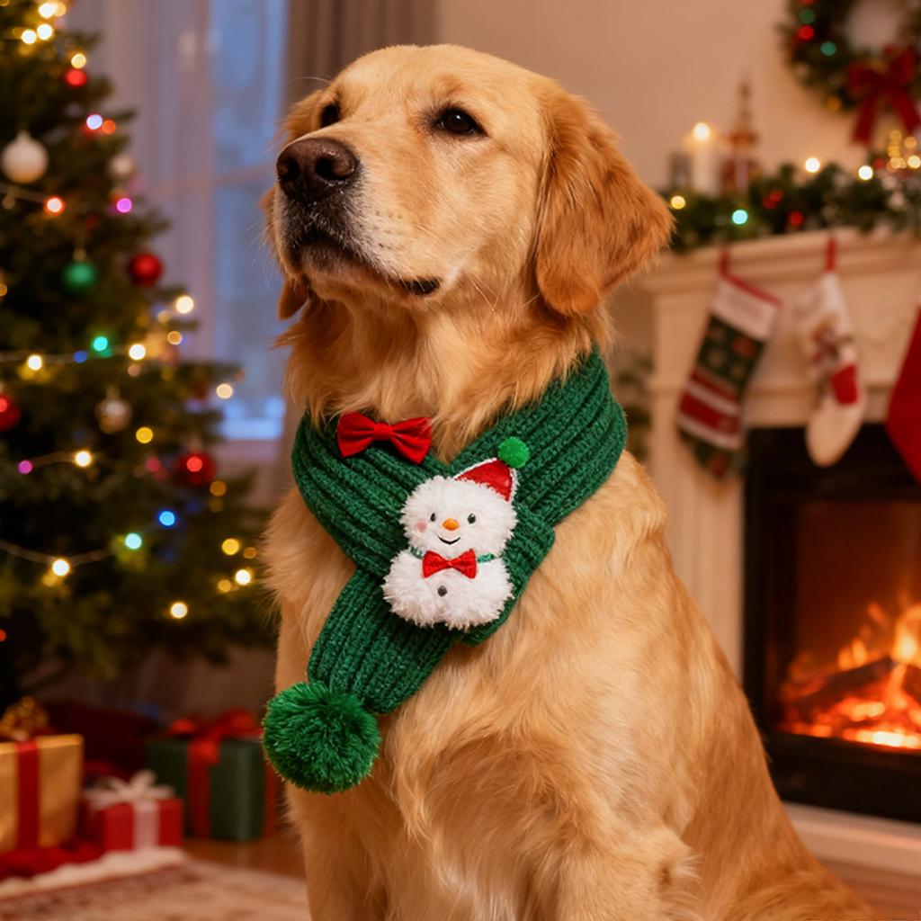 Dog Knitted Scarf Christmas Puppy Accessories Red Green Knitting Festival Thing Neck Warmer Bandana Scarves For Small Dog Collar