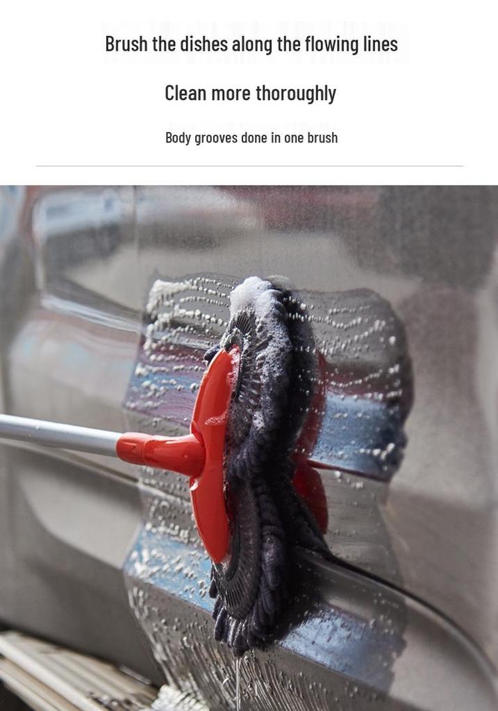 Car-Specific Double-Sided Multi-Functional Rotating Soft Bristle Mop with Long Detachable Telescopic Handle for Car Wash