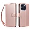 For iPhone 15 Pro Case RFID Blocking PU Leather Wallet Flip Phone Cover with Wrist Strap