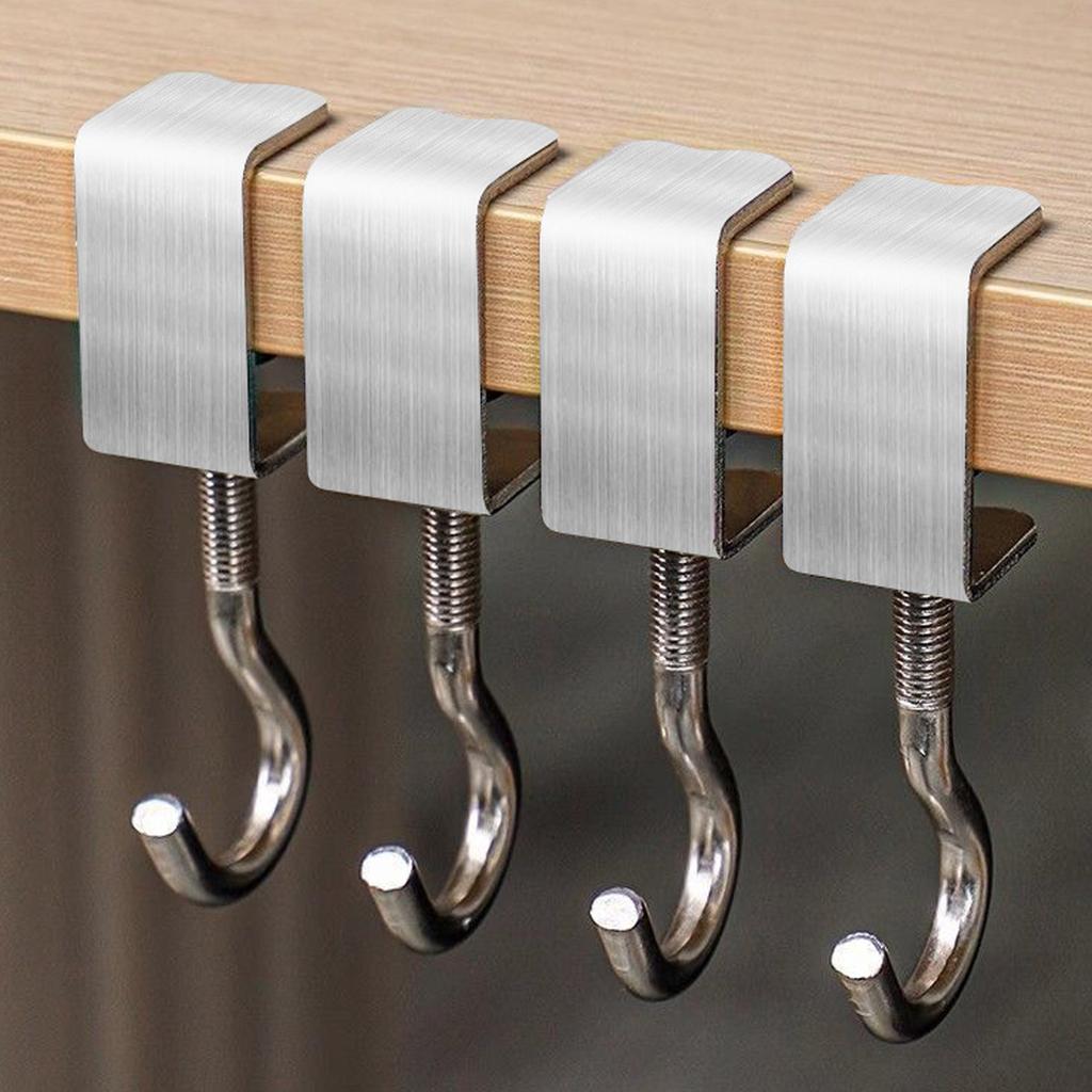 4/6pcs Multipurpose Table Hooks For Bags In Silver Finish Multifunctional Table Purse Hangers Desk Organizers
