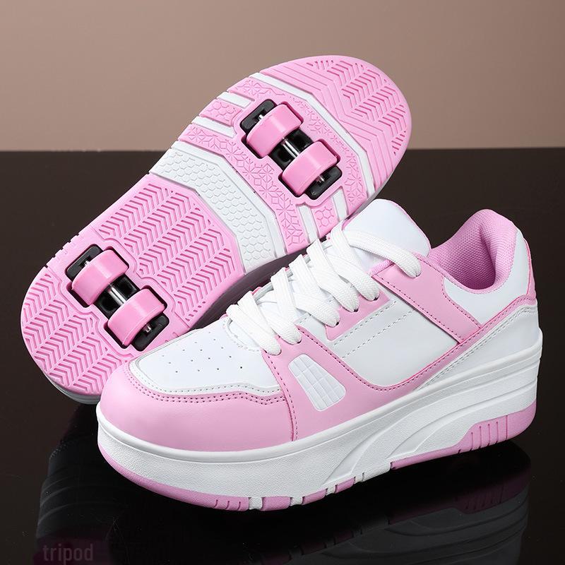 Children's Leather 4-Wheel Running Shoes & Roller Skates - For Boys and Girls