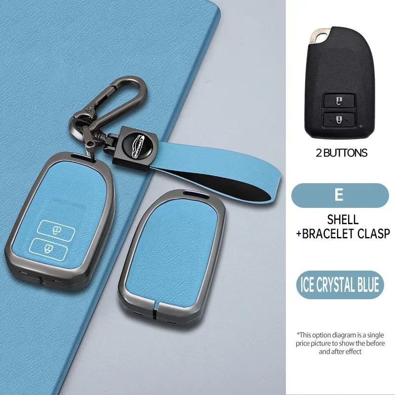 Stylish Zinc Alloy + Leather 2 3 Button Car Key Case for S0 Prado Yaris Vios Previa Protective Case Keyless Car Accessories JH0