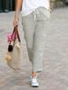 Spring New Solid Loose Casual Drawstring Waist Cotton Linen Pants