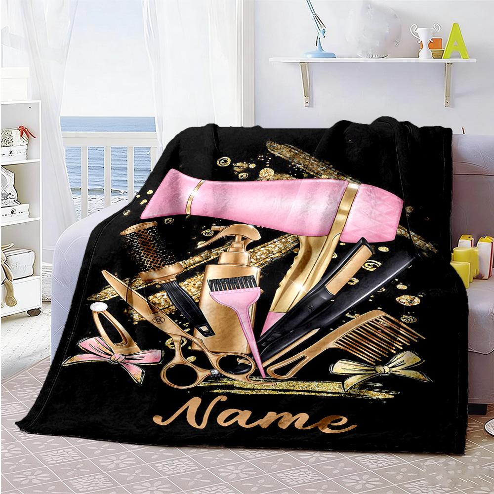Haircut Customize Text Blanket Multi-purpose Personalized Blanket Durable Comfort Suitable for Seaside Chair Living Room Office for All Occasions