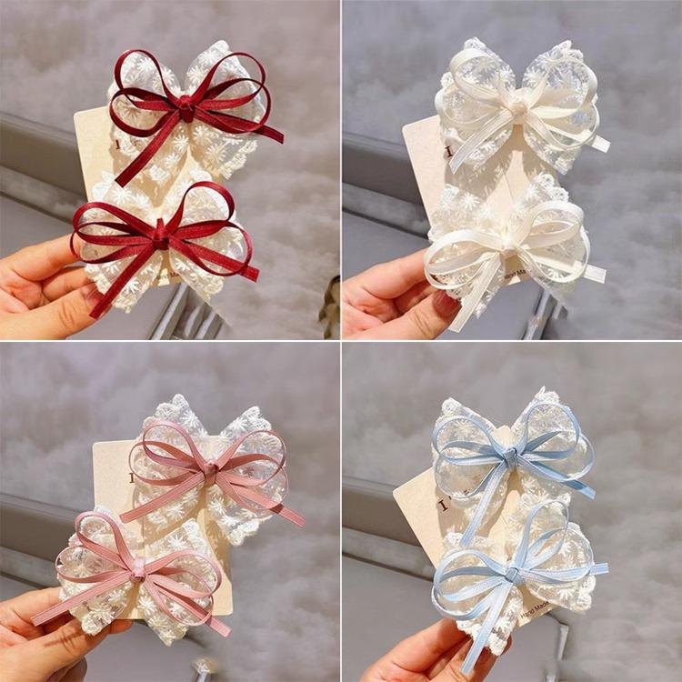 Korean Lace Bowknot Hair Clip for Girls: Handmade, High-end Headwear