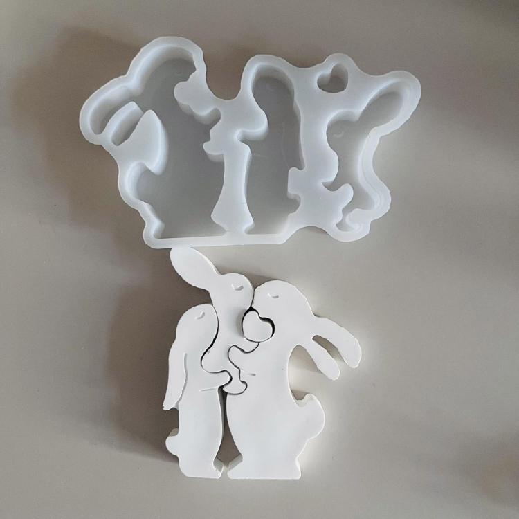 Rabbits Family Silicone Candle Molds for Handmade Candle Soap 3D Rabbits Silicone Molds for Fondant Chocolate Desserts