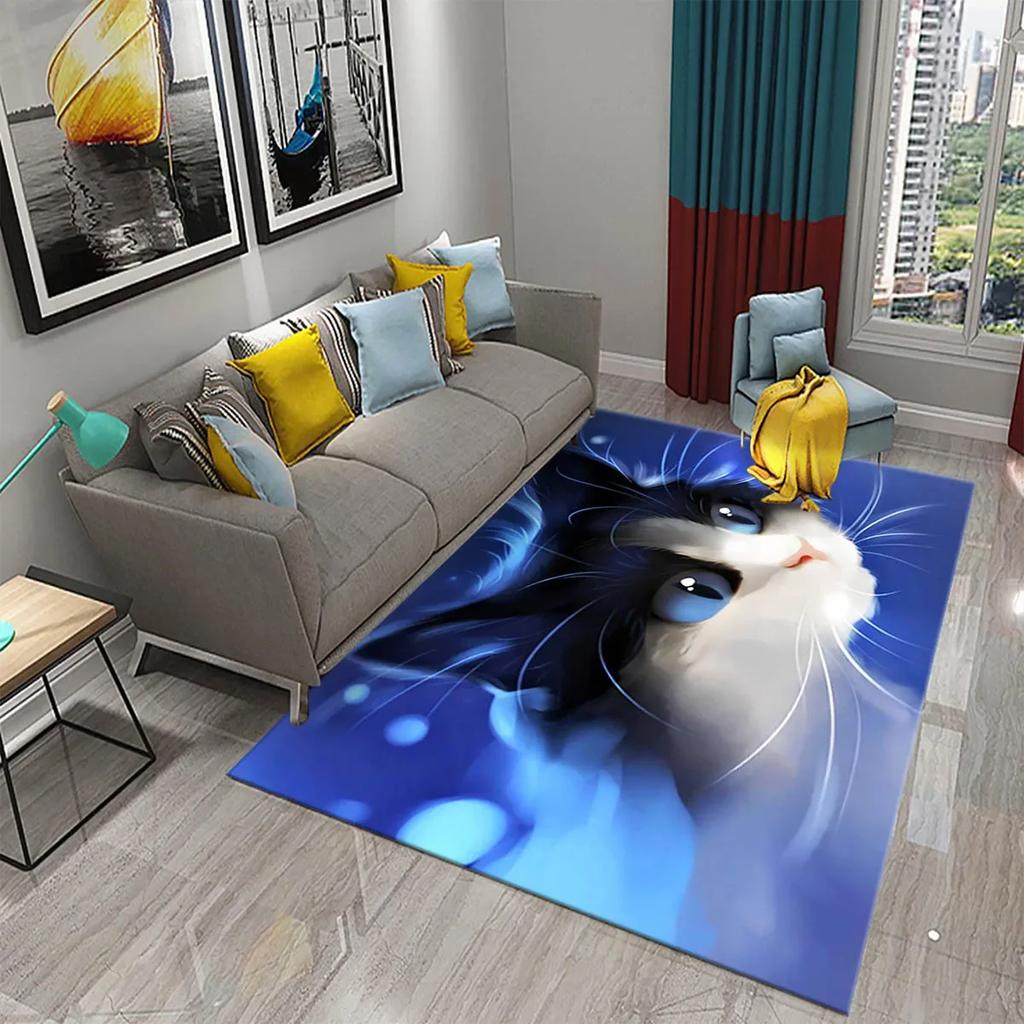 Cartoon Animal Cute Cat Pattern Carpet King Size Home Decor Bedroom Living Room Bathroom Household Floor Mat Non-slip Carpets