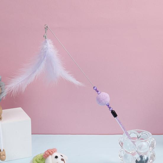Kitten Wand Comfortable Grip Enhance Emotion Bite Resistant PVC Cats Fishing Pole Feather Toy for Holiday