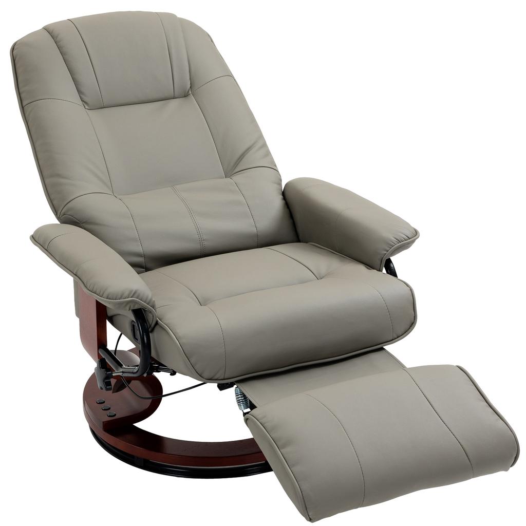 Recliner Chair TV Chair Lounge Chair Faux Leather 360 degrees Swivel Chair 145 degrees Reclining Grey 78 x 87 x 100 cm