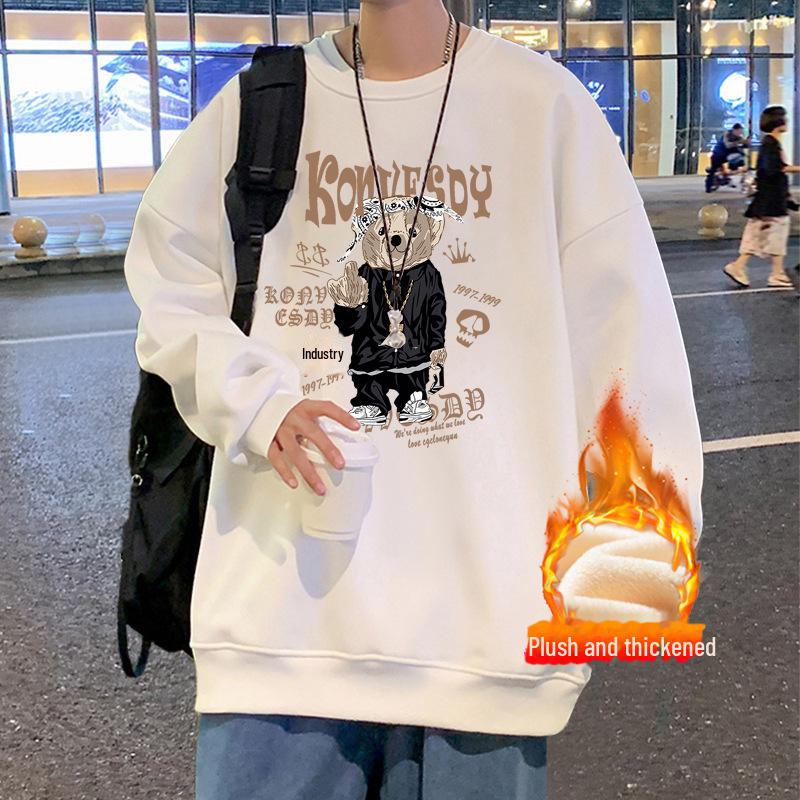 Herren Cartoon Sweatshirt 2023: Verdickt, Samt, Trendiges Allround-Herbst-/Winter-Unterhemd