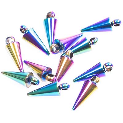 20pcs Various Length Alloy Rainbow Pointed Cone Charms For Jewelry Making Supplies Punk Accessories Handmade Earrings Pendants