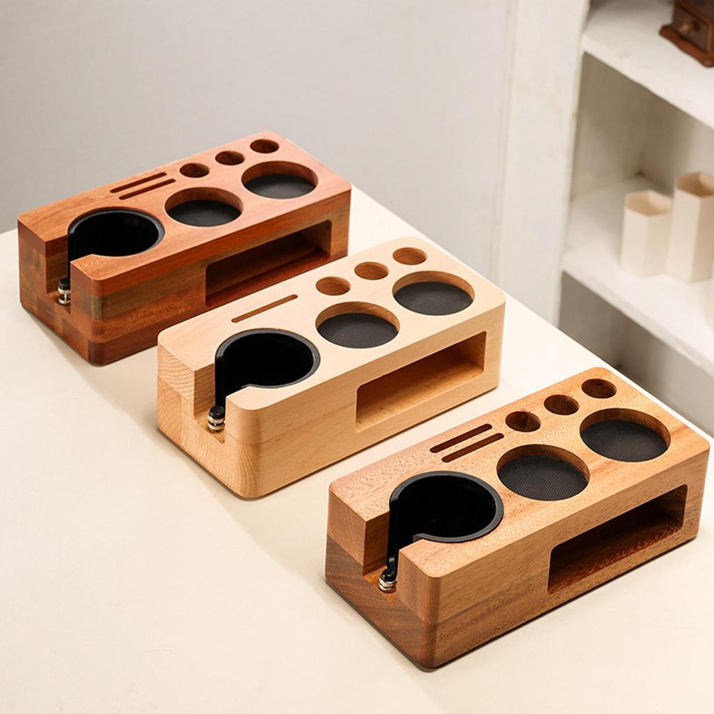 Espresso Tamper Station Wooden Espresso Storage Coffee Organizer tampering Station For 51-58mm Tamper/ Dispenser/ Portion Bag