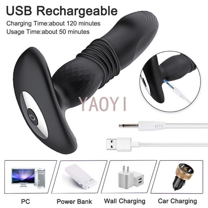 Thrusting Vibrating Prostate Massager Dildo Vibrator Sex Toys Anal Butt Plug