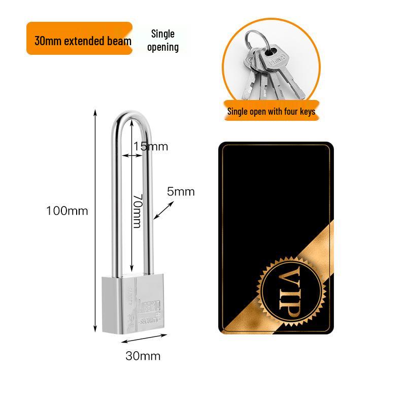 Extra Long Shackle Padlock 30mm Copper with 3 Keys for Cabinets and Doors