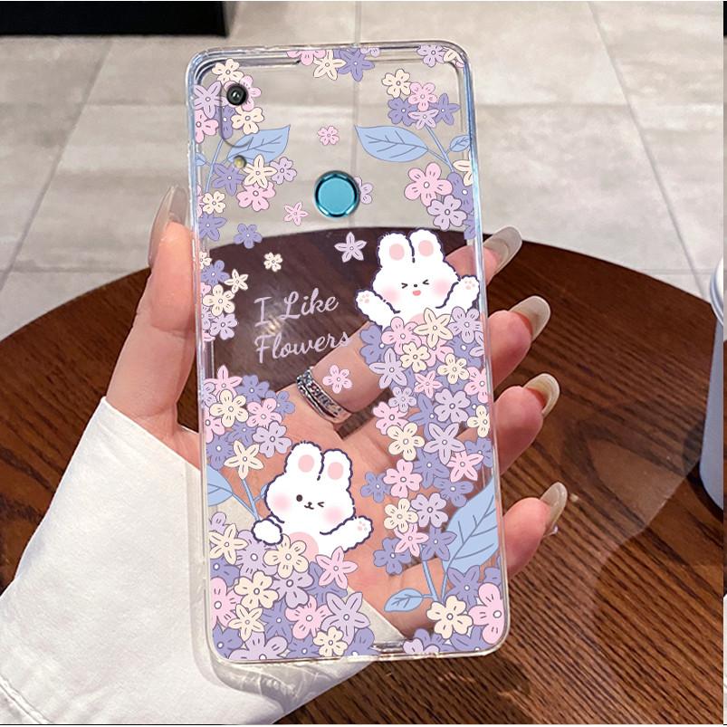 For Huawei Y6 Y6s 2019 Case MRD-LX1 MRD-LX3 Cute Love Rabbit Clear TPU Soft Silicone Back Cover Huawei Y6 Pro 2019 MRD-LX2 Funda