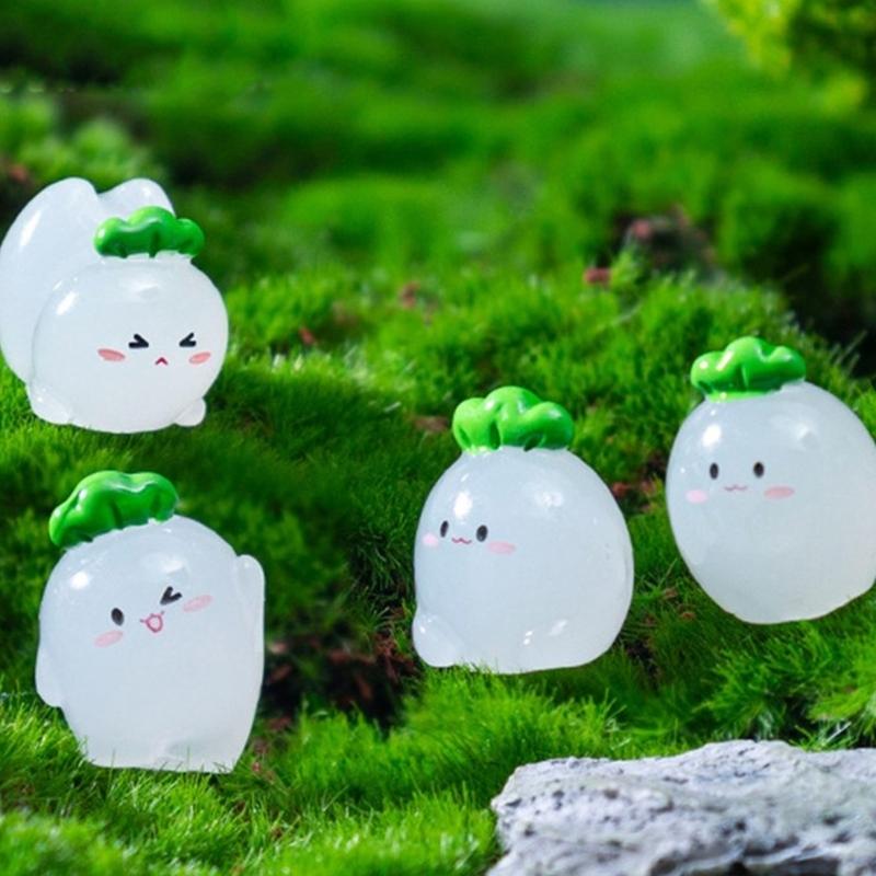 Radish Elf Miniature Figurines With Glowing In Dark Feature Creative Desktop Accessories For Outdoor Indoor Decoration