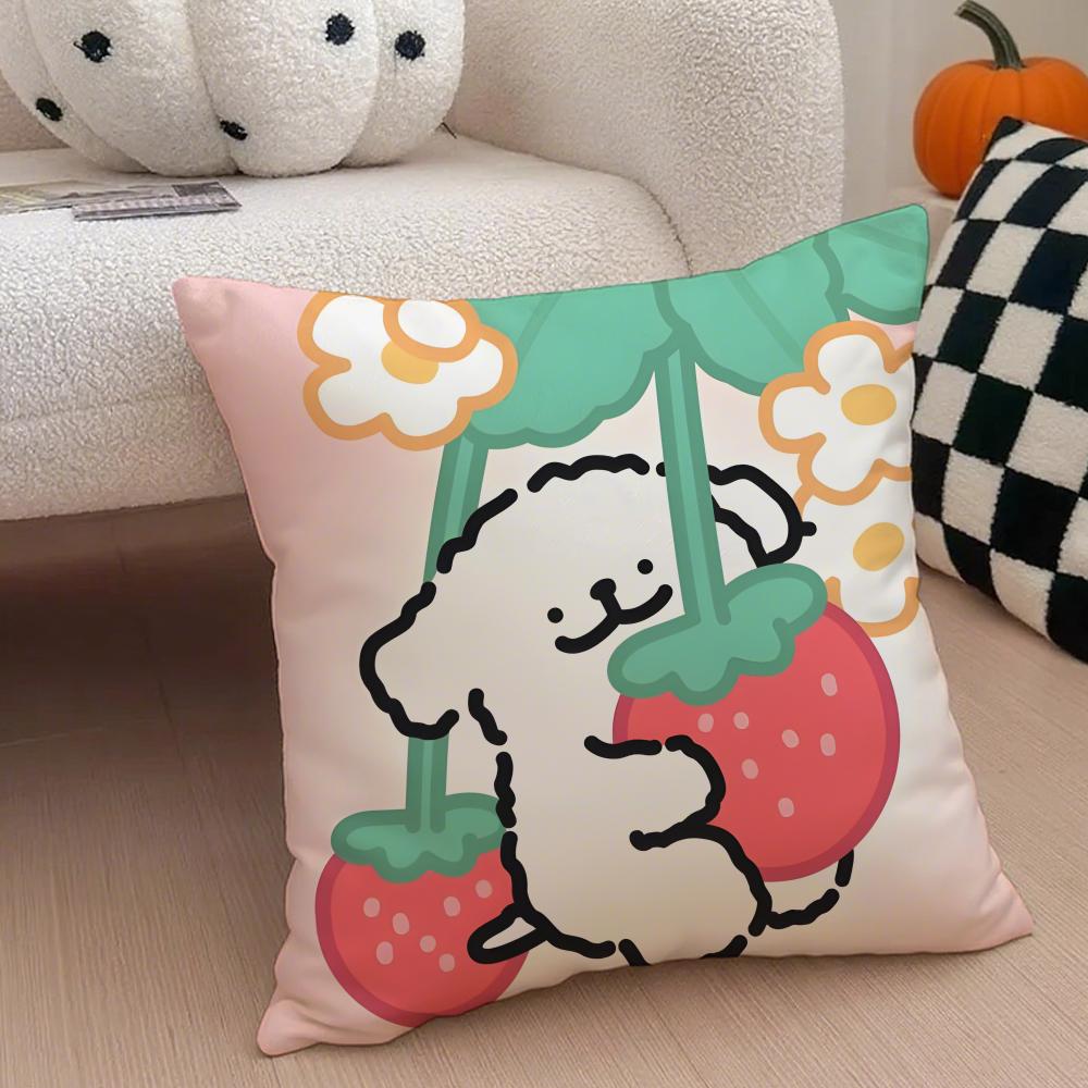 LLine Dogs Cushion Cover Throw Pillow Cover Hidden Button Durable Polyester Chair Cushion