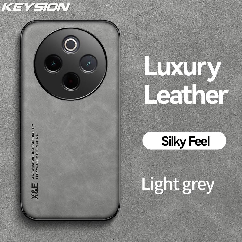 KEYSION Luxury Retro PU Leather Case for IQOO Z10 5G Soft Silicone+PC Shockproof Phone Back Cover for VIVO IQOO Z10