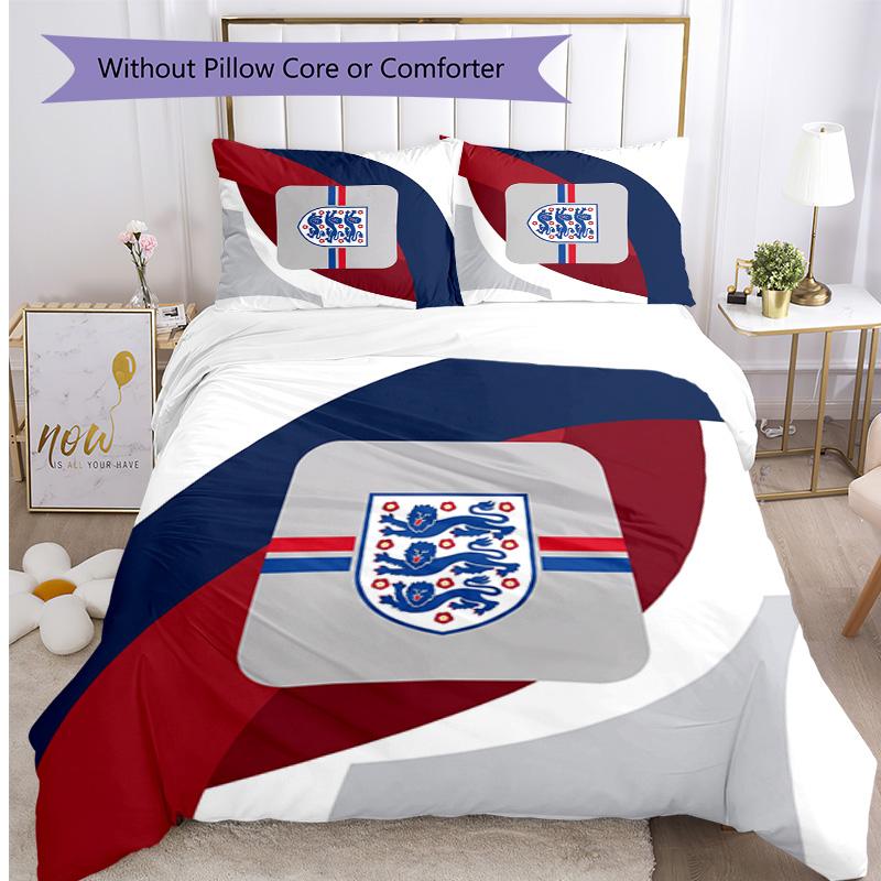Set Biancheria da Letto Stampata Calcio Inghilterra 3 Pezzi Copriletto Traspirante Accogliente come Regalo per la Casa Nuova o per le Feste