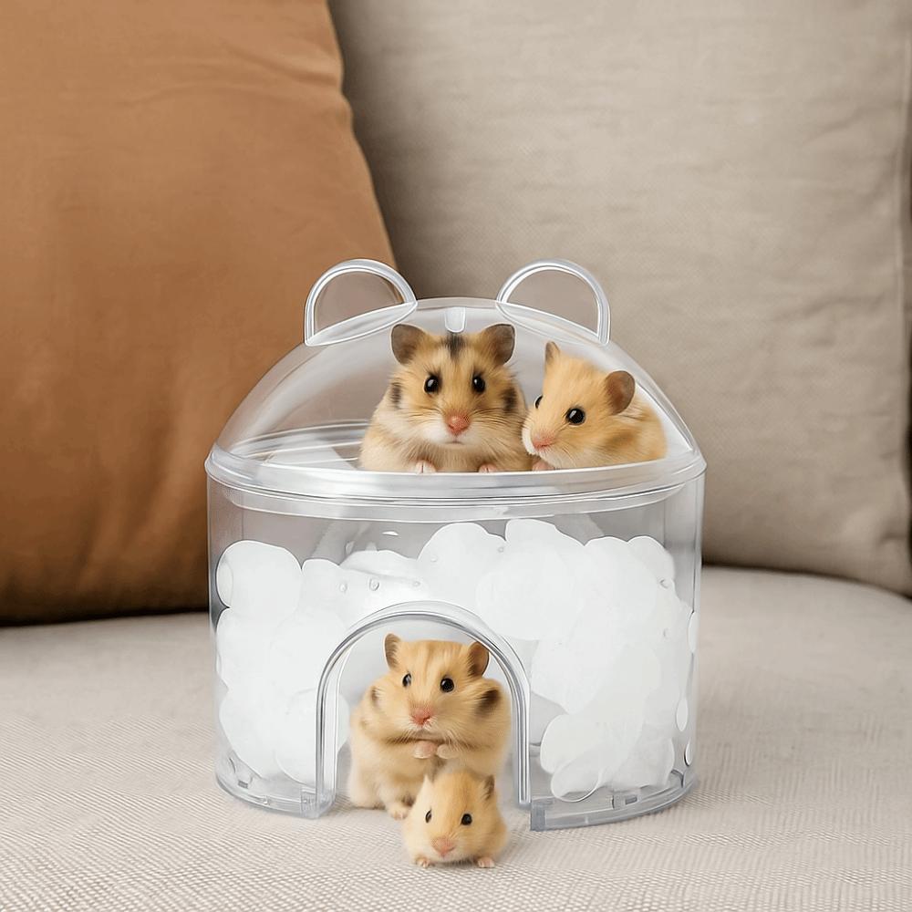 Creative Transparent Hamster Cooling House PET Hollowed-out Guinea Pig Ice Nest Cute Hamster Cooling Habitat Summer