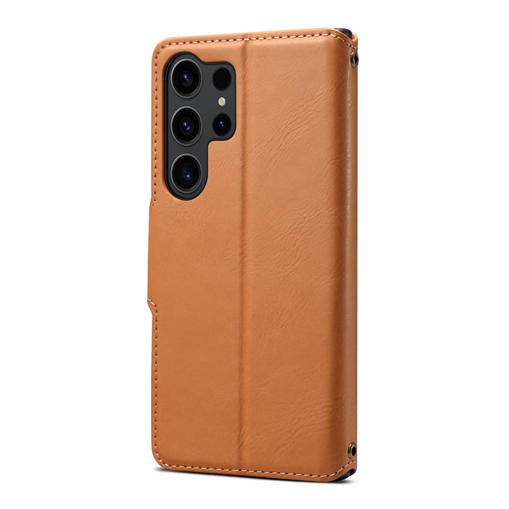 Leather Phone Case for Samsung Galaxy S26 Ultra S25 Edge S24 Plus S23 Fe S21 Metal Buckle Card Slot Wallet Holder Flip Cover
