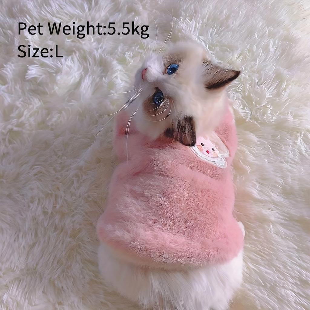 1pc-Pet autumn and winter warm thick vest with cute lamb embroidery pattern