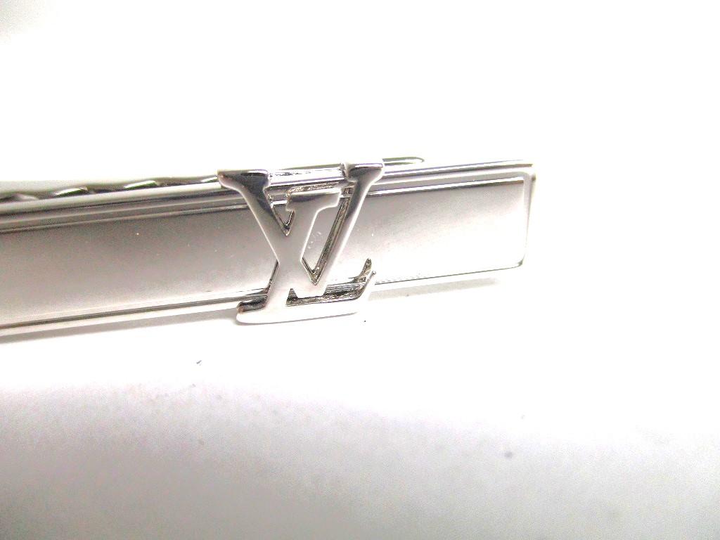 Authentic LOUIS VUITTON Silver Steel LV Motif Necktie Pin Tie Clip #a108  Refurbished