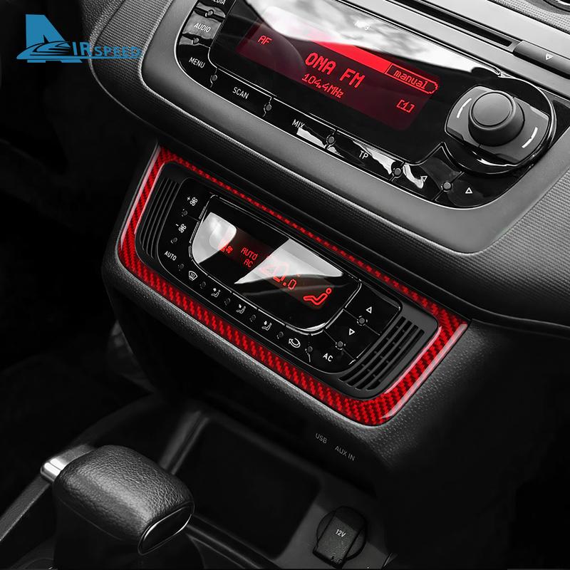 Per Seat Ibiza 6j 2009 2010 2011 2012 2013 2014 Adesivo Reale in Morbida Fibra di Carbonio LHD RHD Pannello Cornice Controllo Centrale AC Auto