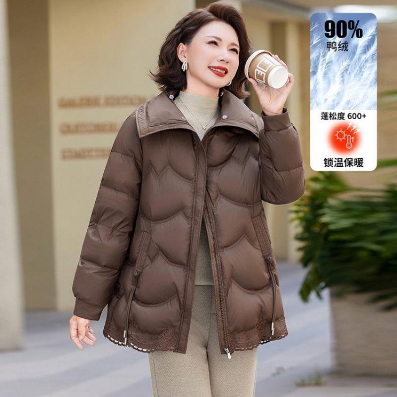 Winter New Mother Down Jacket Winter High-end White Duck Down Medium and Old Women's Clothing Natal Year Red Padded Jacket Women