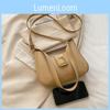Color Simple Solid Gold Buckle Decoration Women Casual Shoulder Bag Daily For