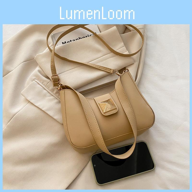 Color Simple Solid Gold Buckle Decoration Women Casual Shoulder Bag Daily For