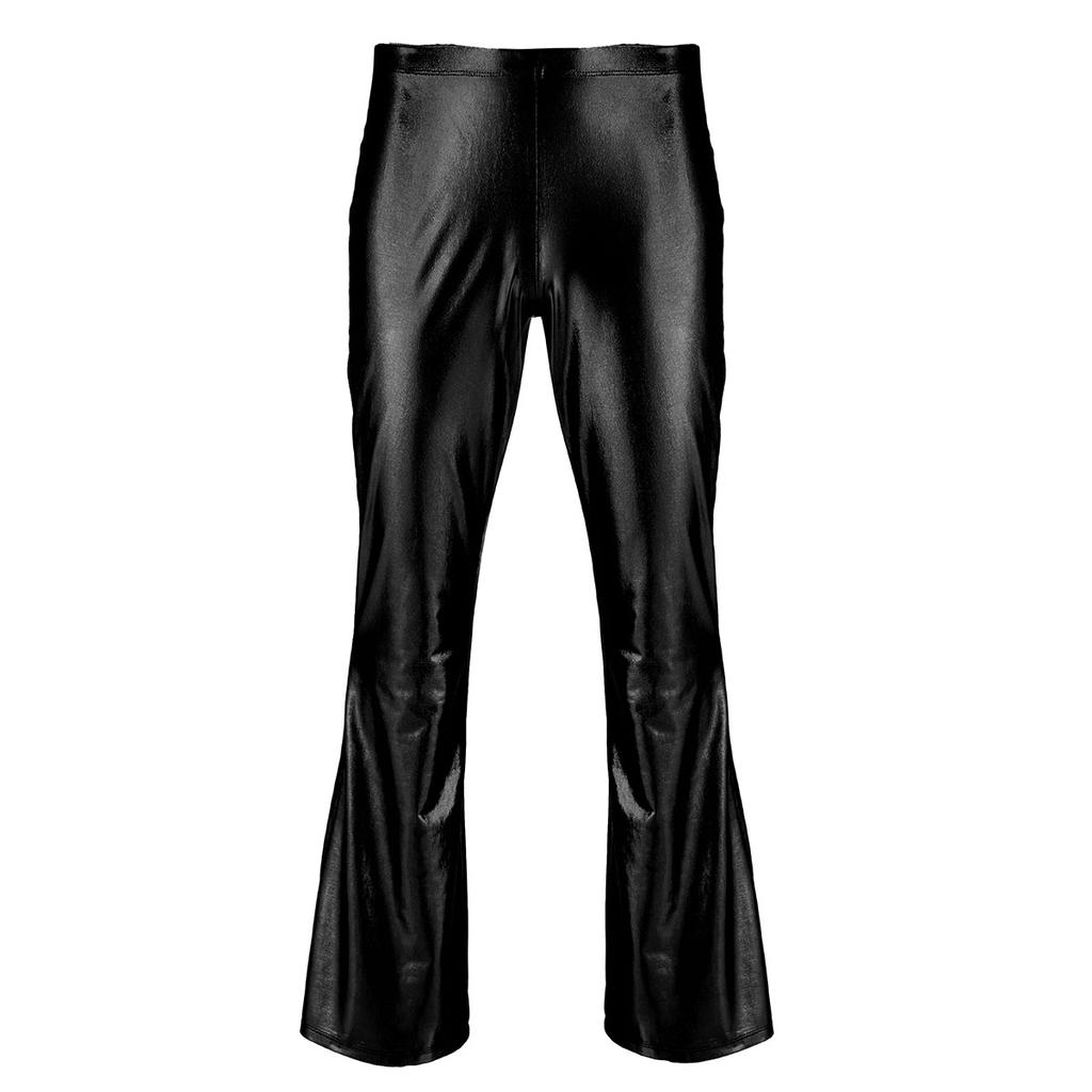 Herrenhosen Nachtclub Metallic Disco Hosen Bell Bottom Lange Hosen