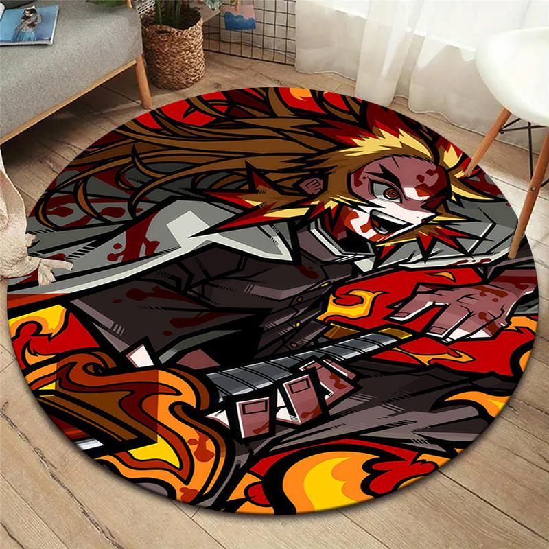Tappeto Rotondo Demon Slayer Tappeto Tappeto Per Soggiorno Camera Da Letto Divano Sala Giochi Decorazione Tappetino Antiscivolo