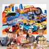 Hot Birthday Party Decorations, 5x3ft Happy Birthday Back Drop Banner Theme Backdrop Banner for Wheels Party Decorations Indoor Outdoor.