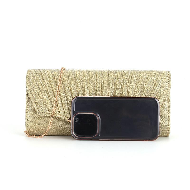 Dámská taška na večeři Řetízkový popruh Crossbody vráska Party Večerní taška na líčení Šití Svatební kabelka