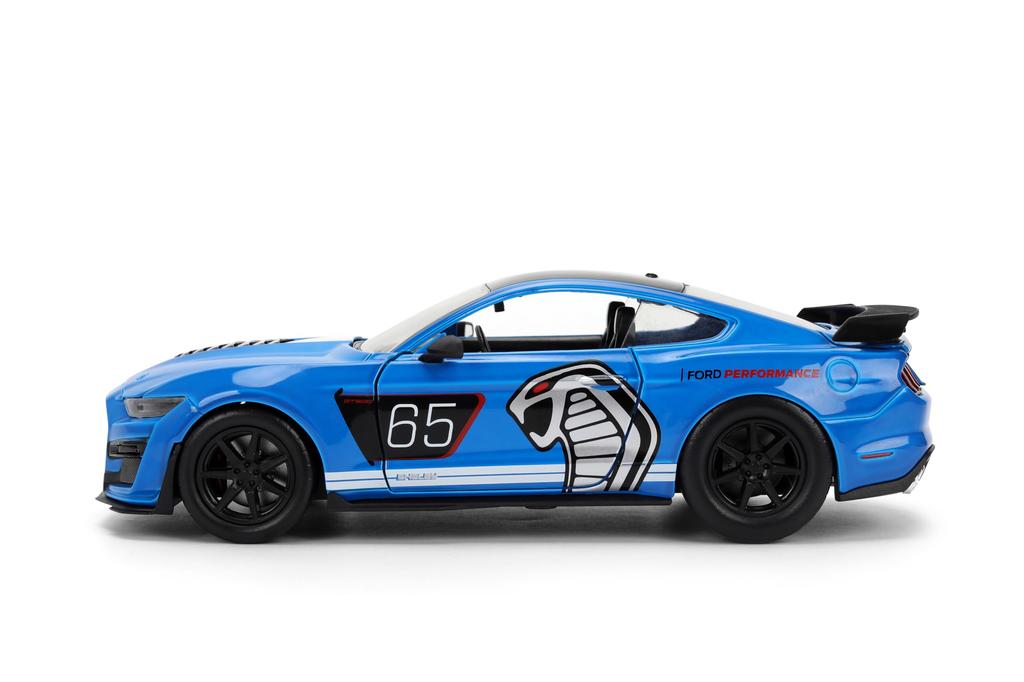 Jada Toys Big Time Muscle 2020 Ford Mustang Shelby GT 500 Diecast Car with Opening Rubber Glossy Blue 124 Doors, Hood, Trunk, Tires,
