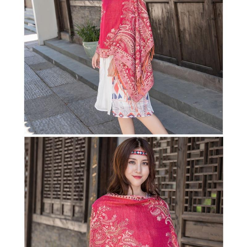 Women S Ethnic Jacquard Paisley Travel Scarf Thick Long Air Conditioning Shawl