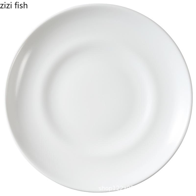 Round Pure White Ceramic Dining Plate Western Style Steak Plates Sashimi Plate Sushi Plates Dessert Bowl Fruit Dish Salad Bowl