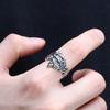 Adjustable Open Ring Men Women Vintage Angel Wing Design Feather Motif Retro Geometric Statement Jewelry