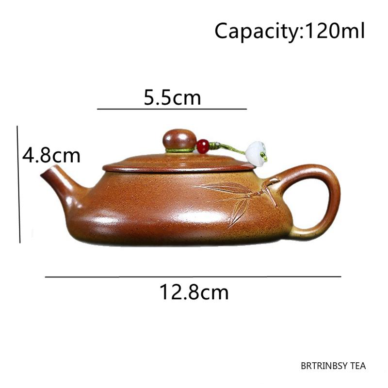 Chinese Yixing Purple Clay Teapot Bamboo Leaf Zisha Tea Pot Handmade Beauty Kettle Household Tea Set Tradition Teaware 120ml
