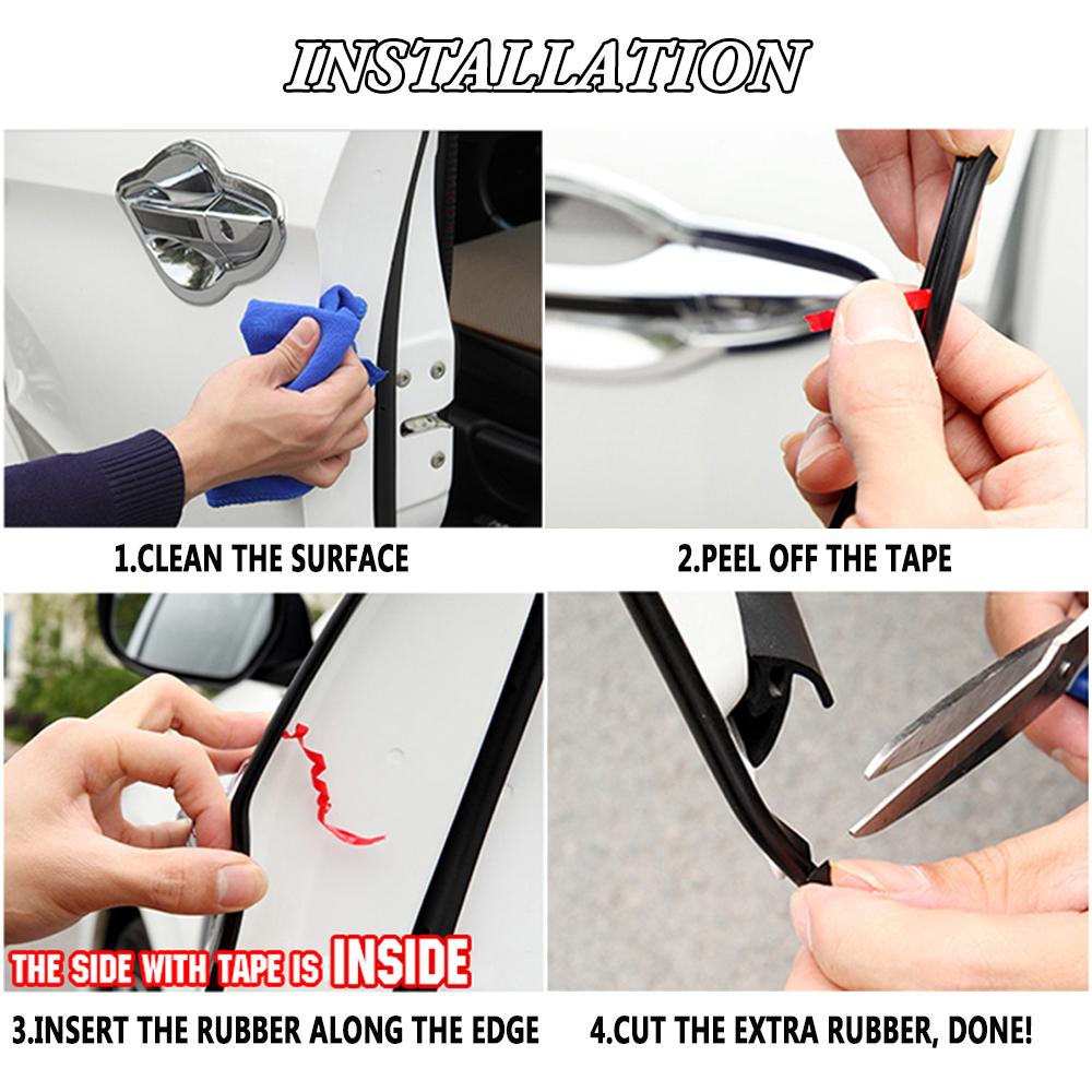 5m Car Door Protection Cover Rubber Strip Protector Moldings Side Anti-rub Protection Anti Scratches Car-styling Self-Adhesives