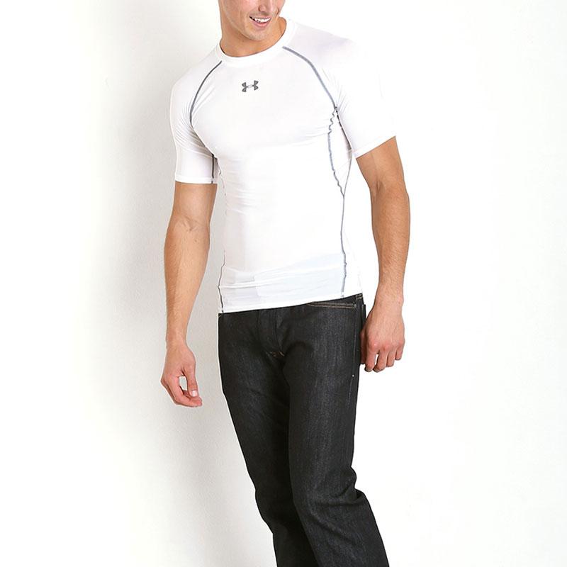 Under Armour Solid Color Small Logo Quick-Dry Fitted Sports Raglan Short Sleeve T-Shirt Men Tops White 1358547-100