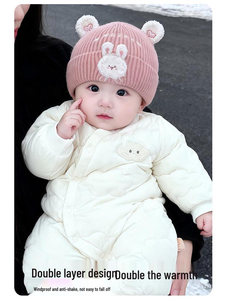 Warm Knit Baby Beanie - Cute, Windproof, Wool Hat for Infant Girls (Autumn & Winter)