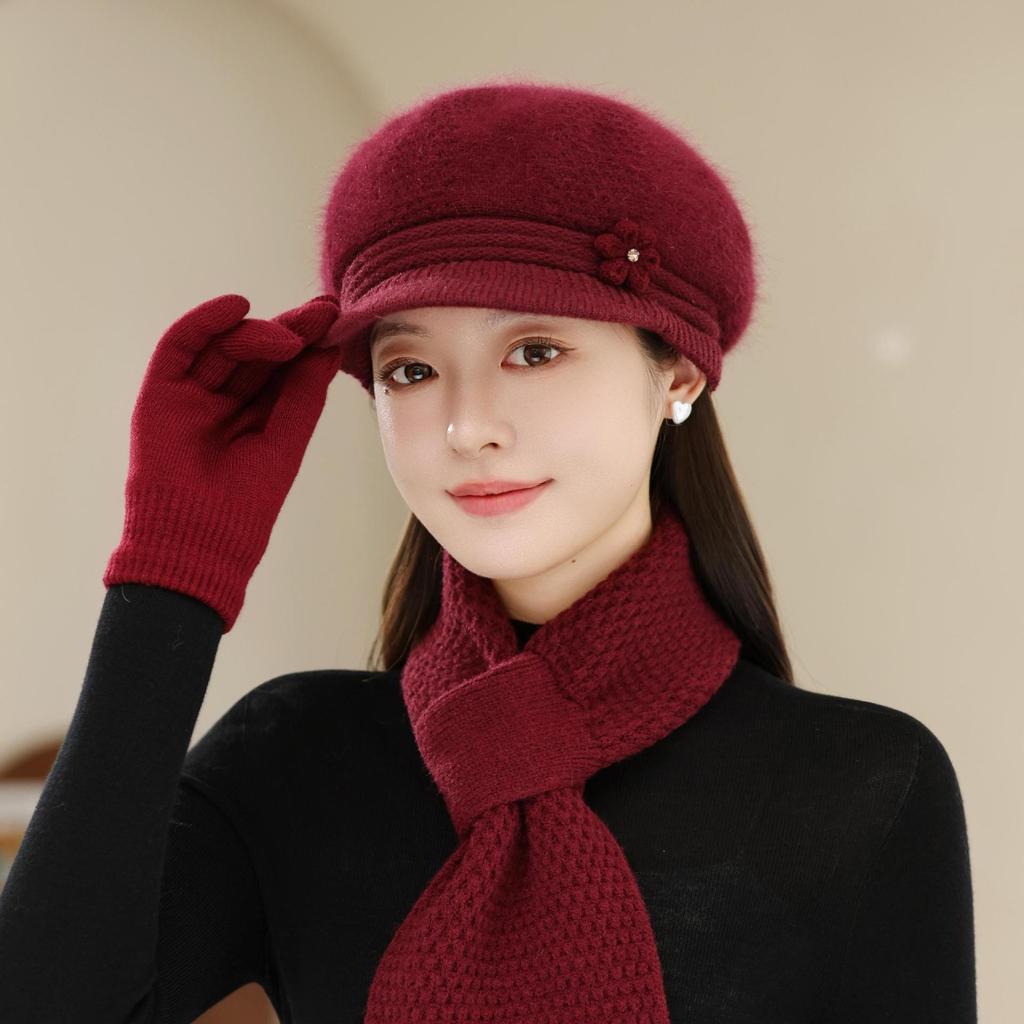 New Rabbit Fur Hat Women's Knitted Wool Hat In The Elderly Warm Fleece Hat Cold Hat