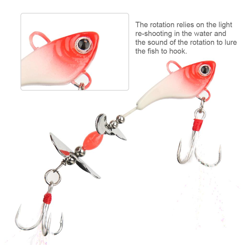 Sequin Luminous Simulation Artificial Fishing Lure Bait with Feather Rotation VIB Fish Shape